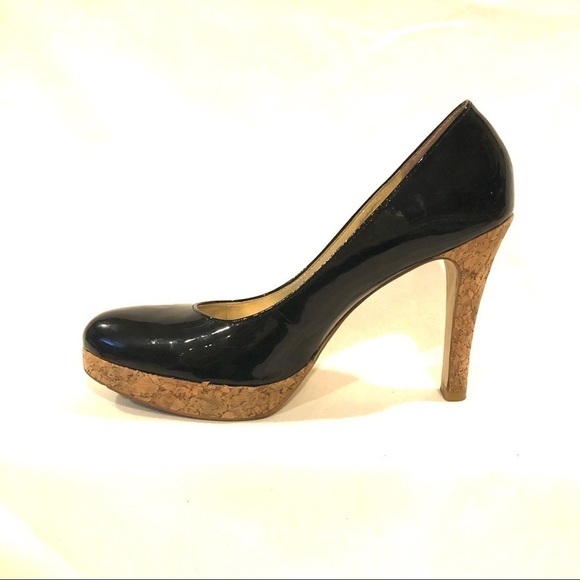 Jessica Simpson Black Patent Cork Heel Platform - Picture 1 of 8